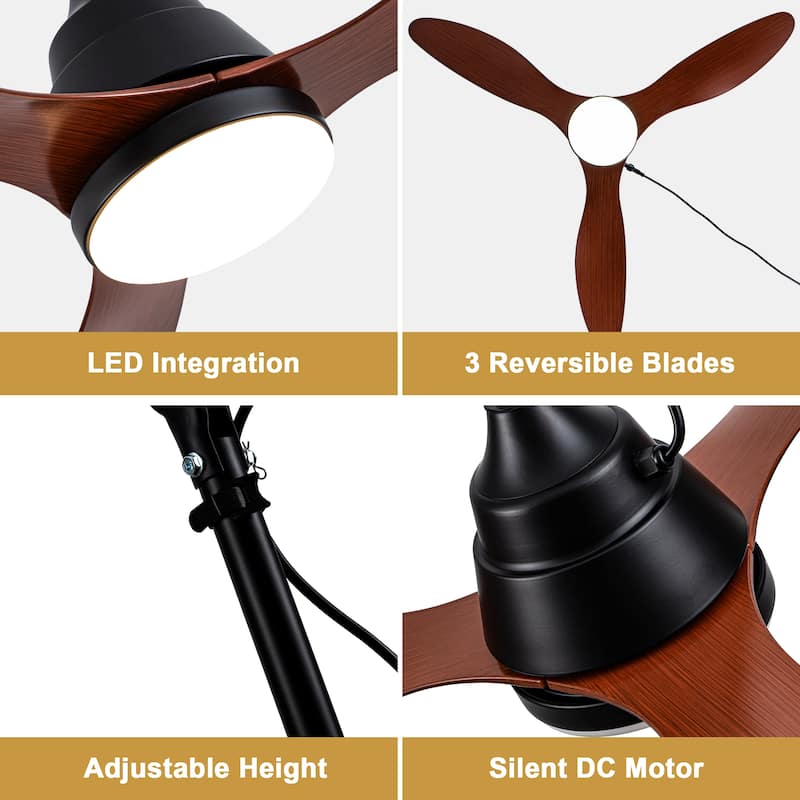 Cusp Barn 42" Outdoor Ceiling Fan with Light and Smart APP Remote Control, 6-Speed DC Motor Plug-in Hanging Fans with Cord