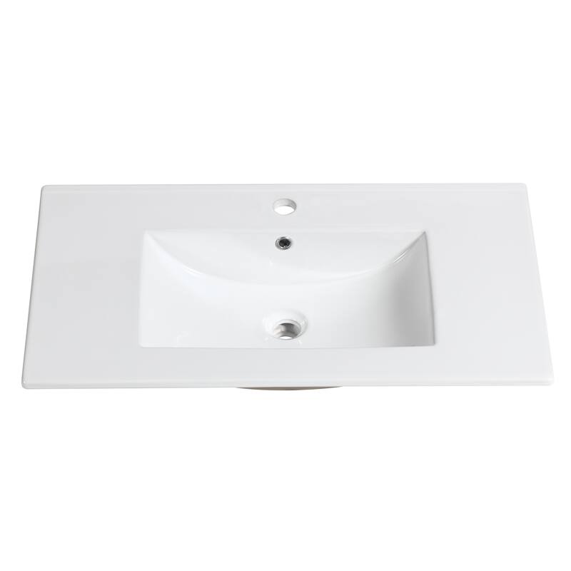Saint Birch White Ceramic 1 Hole Single Bathroom Vanity Top With Sink - 32"