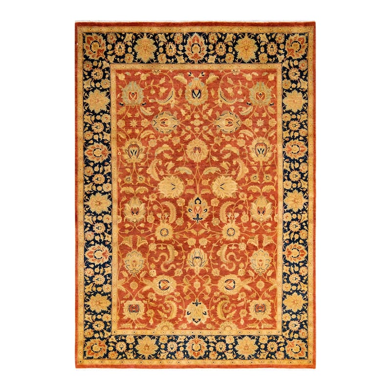 Overton Handknotted Wool Traditional Oriental Orange Area Rug - 6' x 9' - 6' x 9' - Rust