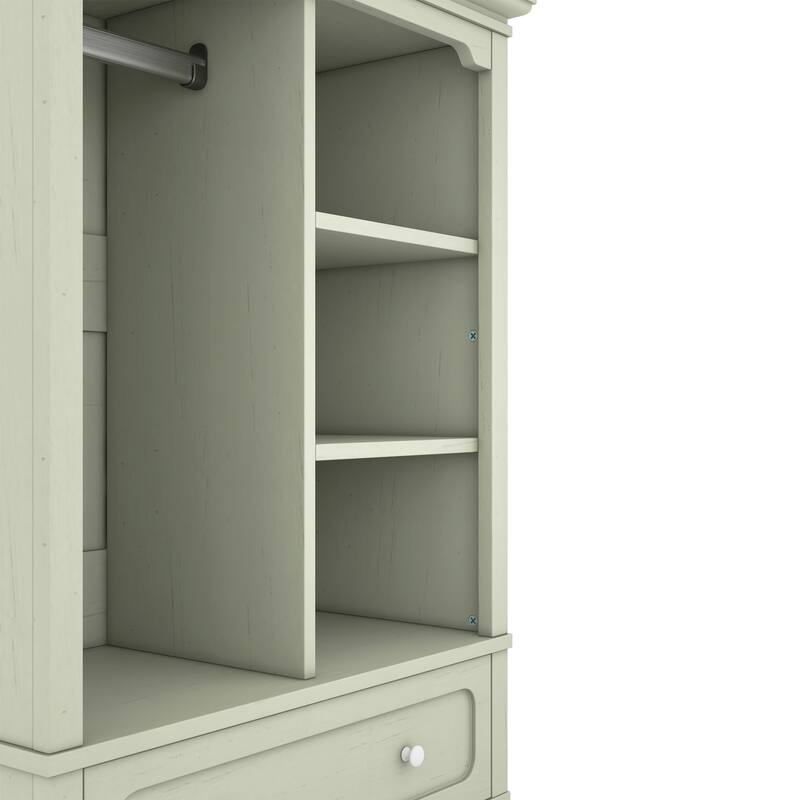 Open Children's Wardrobe with A Hanging Rod and Open Shelves