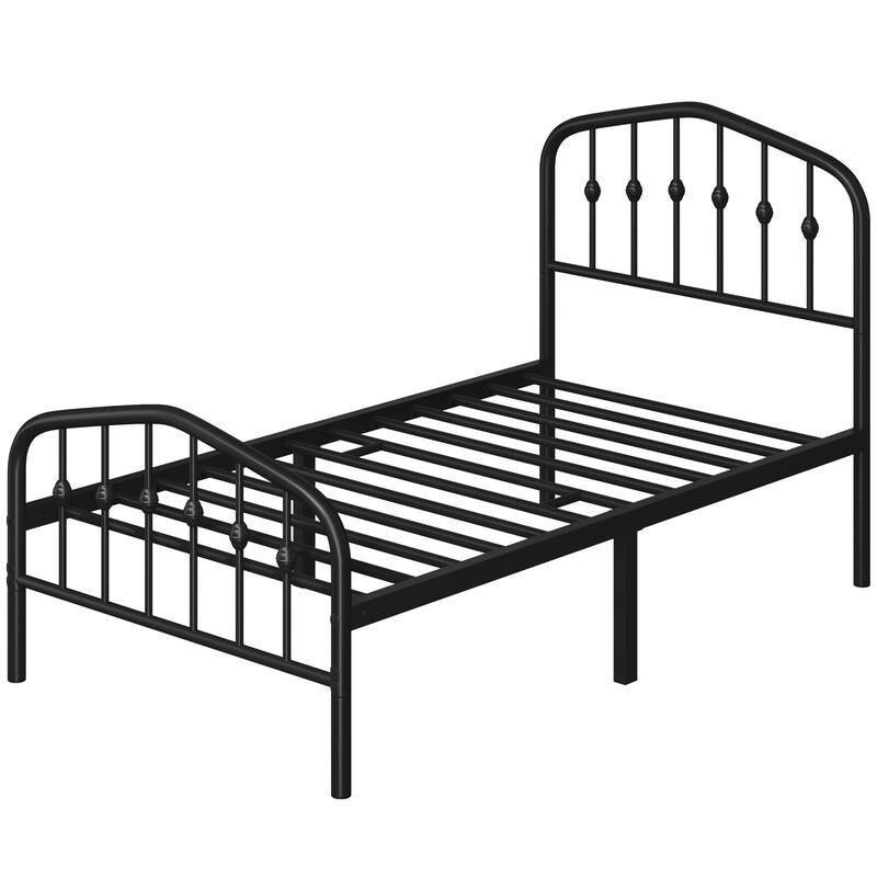Yaheetech Bed Frame with Arched Headboard Modern Metal Bed Frame with Heavy Duty Slat Support