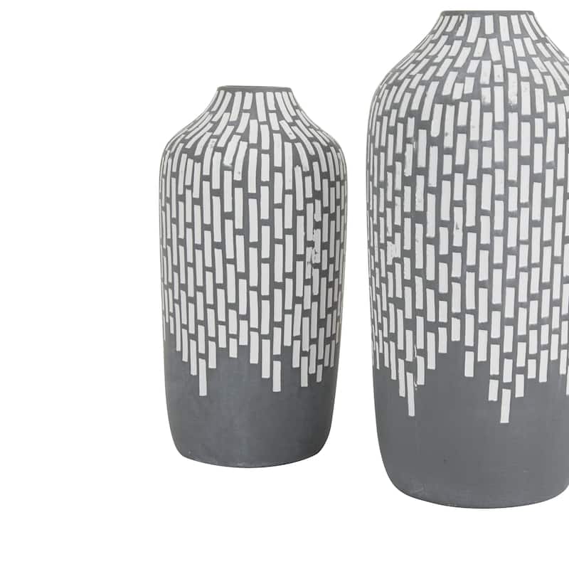 Ceramic Mosaic Inspired Decorative Vase - Set of 2 Gray - Roche River Decor