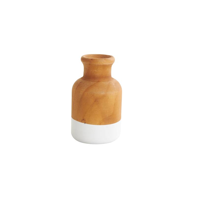 Brown Wood Colorblock Vase with White or Black Bases (Set of 3)