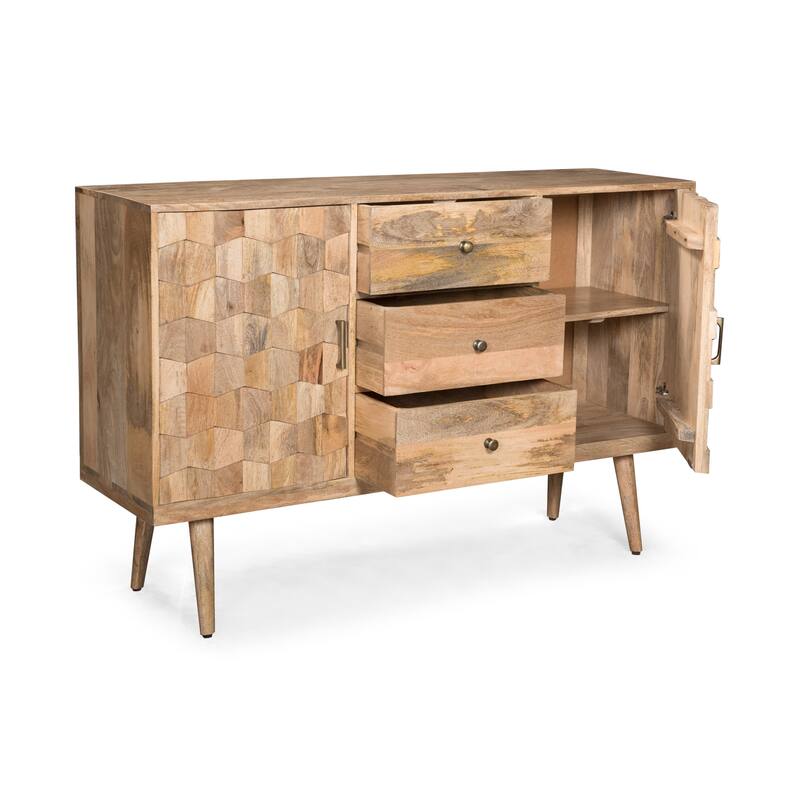 2-Door Sideboard with 3 Drawers - ModernLarge Storage Cabinet for Living Room, Hallway, Dining