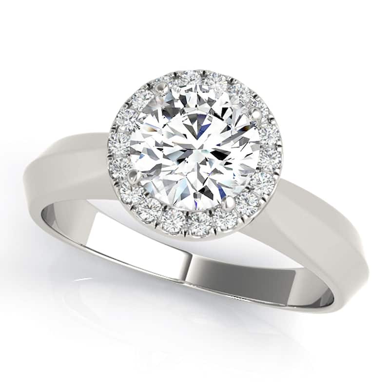 Auriya 14k White Gold Lab Grown Round Diamond Halo Engagement Ring 0.50 to 5.00 ct. tw. (F-G VS) - 0.75 ct. center - 7