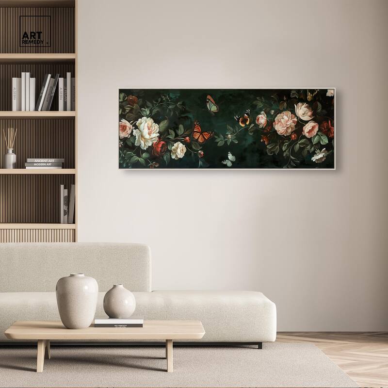Emerald Floral Panoramic Canvas by Art Remedy