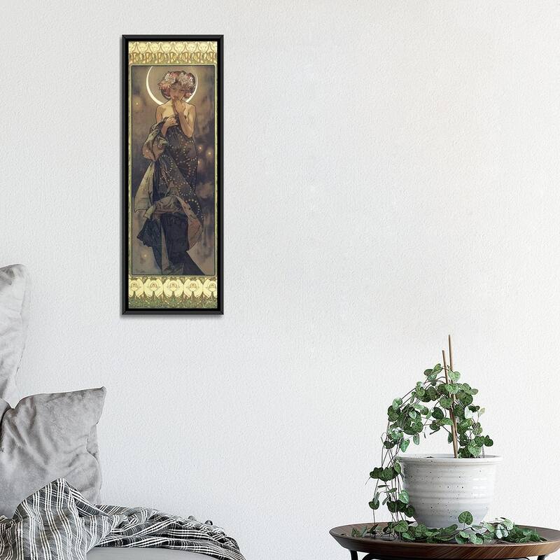 iCanvas "The Moon and the Stars- The Moon, 1902 " by Alphonse Mucha Framed Canvas Print