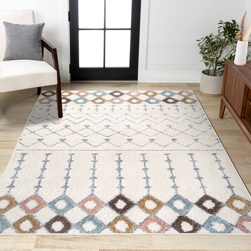 JONATHAN Y Faiza Tropical Leaves Area Rug - 4 X 6 - Multi/Cream