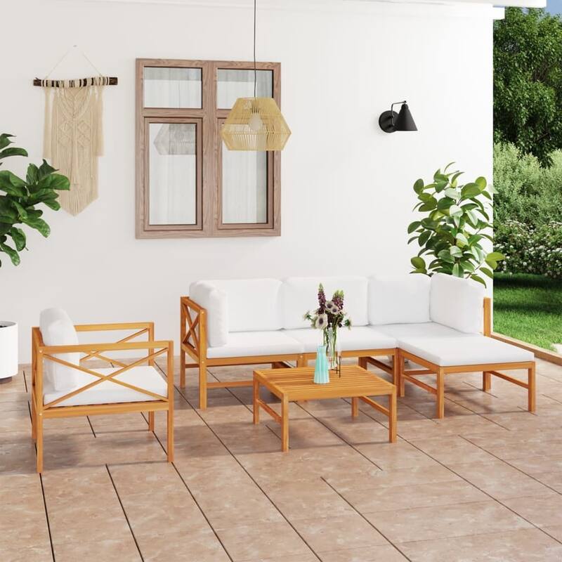 vidaXL Garden Lounge Set Patio Sectional Sofa with Cushions Poly Rattan Brown - 26" x 26" x 23.6"