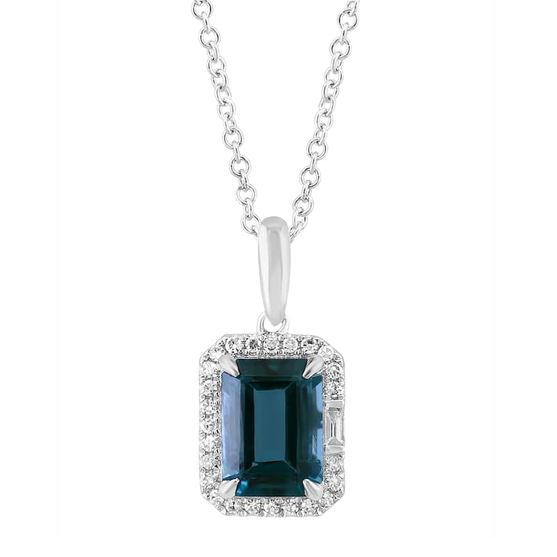 EFFY 14K Gold Diamond,London Blue Topaz Pendant Necklace