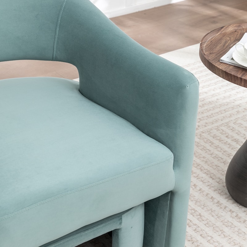 SEYNAR Modern Glam Velvet Accent Armchair Open Back with Ottoman