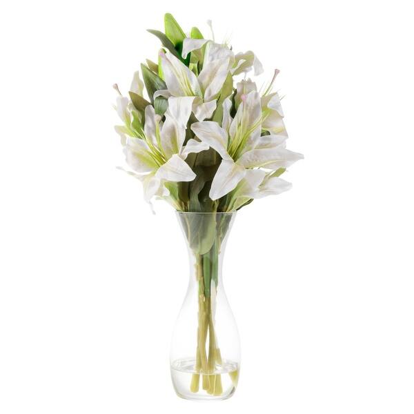 Shop Tall Glass Vase Artificial Floral Table Decor Centerpiece