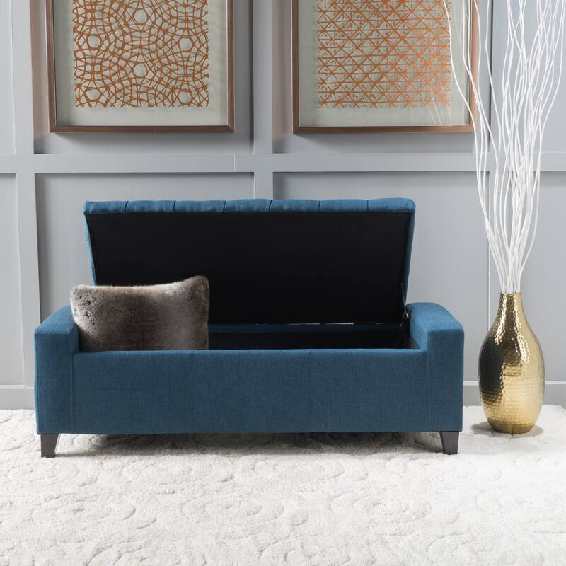 Modern Button-tufted Storage Ottoman Bench-Navy Blue