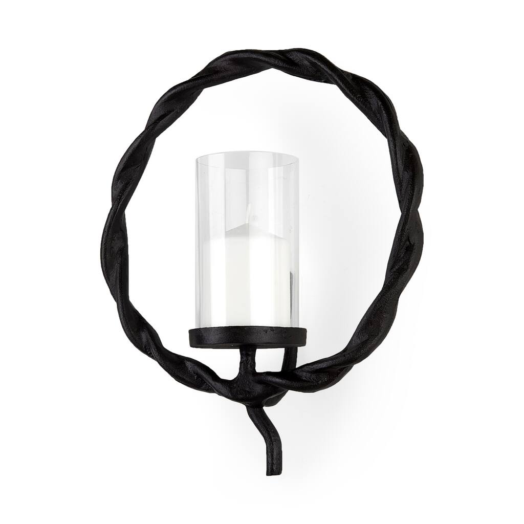 Rizwan Black Aluminum Braided Candle Holder - 12.0L x 14.0W x 4.5H