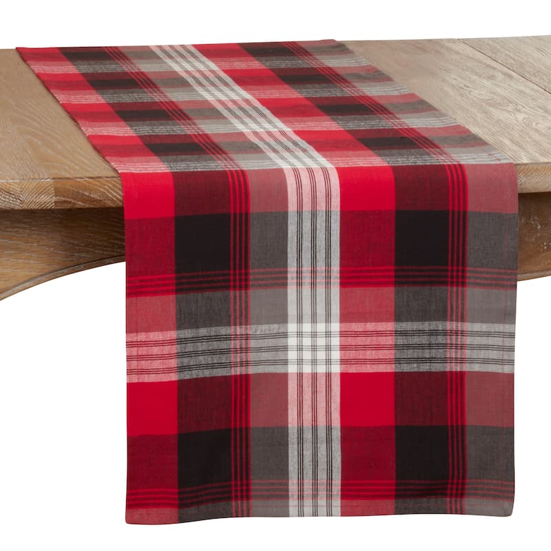 Plaid Design Cotton Table Runner - 16"x72"
