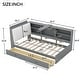 preview thumbnail 3 of 7, Twin Size Platform Bed with Storage Headboard, Pine Wooden Bed with Shelves, Storage Bed with 2 Drawers, Subdued Gray