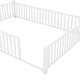 preview thumbnail 11 of 21, Full Size Platform Bed w/Guardrail and Chimney Design, Heavy Duty Metal House Shape Floor Bed Frame for Children, Boys and Girls