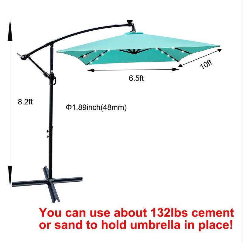 Rectangle 2x3M Outdoor Patio Umbrella Solar Powered LED Lighted