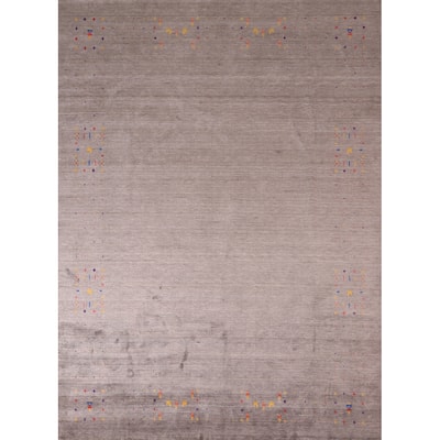Gabbeh Oriental Area Rug Hand-Knotted Tribal Brown Wool Carpet - 7'8"x 9'9"