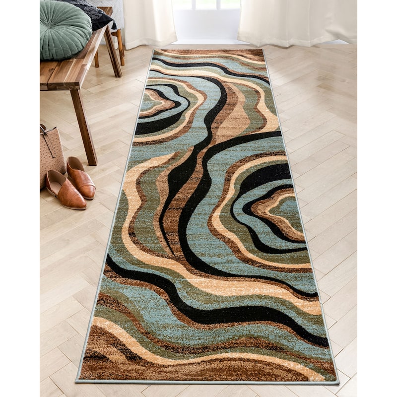 Well Woven Barclay Nirvana Waves Abstract Modern Waves Area Rug