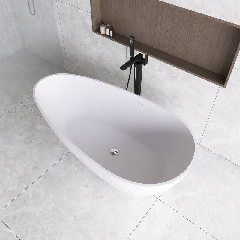Solid Surface Freestanding Bathtub in Matte White