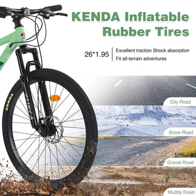 26-Inch Mountain Bike with 8-Speed Gears, Suspension Fork, Double Disc Brakes, and Kenda Tires for Adults
