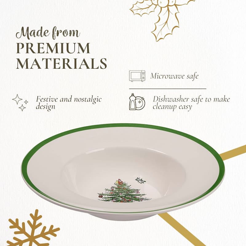 Spode Christmas Tree Set of 4 Pasta Bowls - 10 in