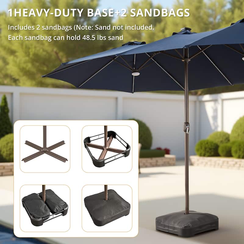HOOOWOOO Outdoor Patio Umbrella with Solar Light