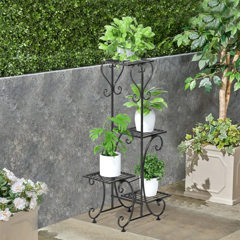 4 Tier Metal Plant Stand Flower Pot Holder Racks Shelves - L