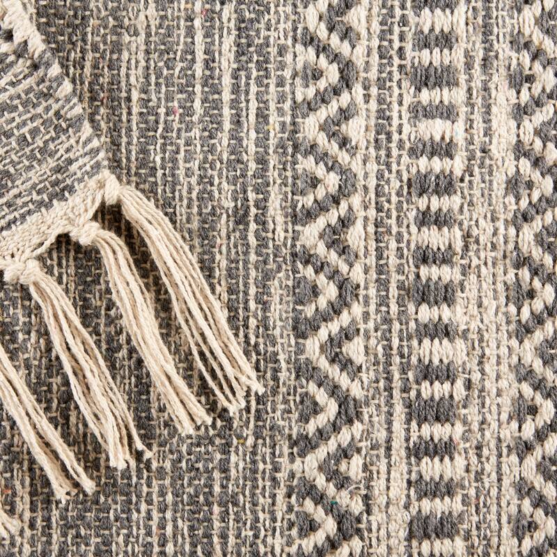 DII Black Ticking Stripe Hand-Loomed Rug 2x3 Ft - 24.0 In. L X 36.0 In. W X 0.2 In. H