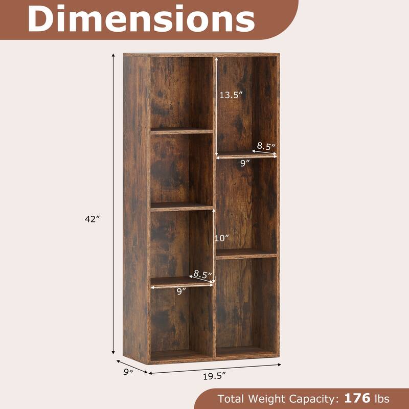 Gymax 2PCS 7-Cube Bookcase w/7 Compartments 2 Anti-tipping Kits for