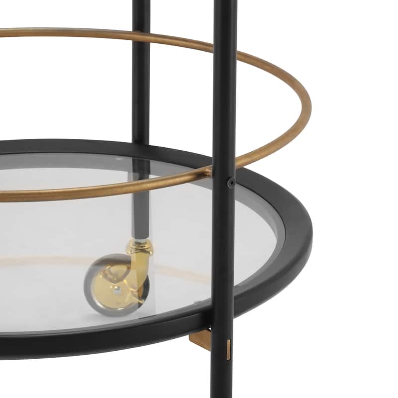 Christopher Knight Home - Aurelia Modern Round Bar Cart with Tempered Glass Shelves
