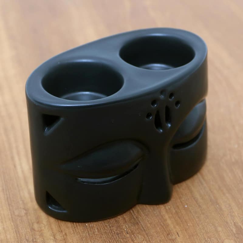 Novica Handmade Warming Buddha In Black Ceramic Oil Warmer