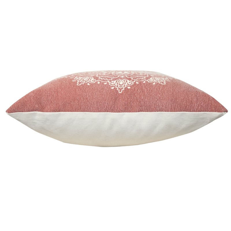 HomeRoots 20" X 20" Dusty Rose And White 100% Cotton Geometric Zippered Pillow