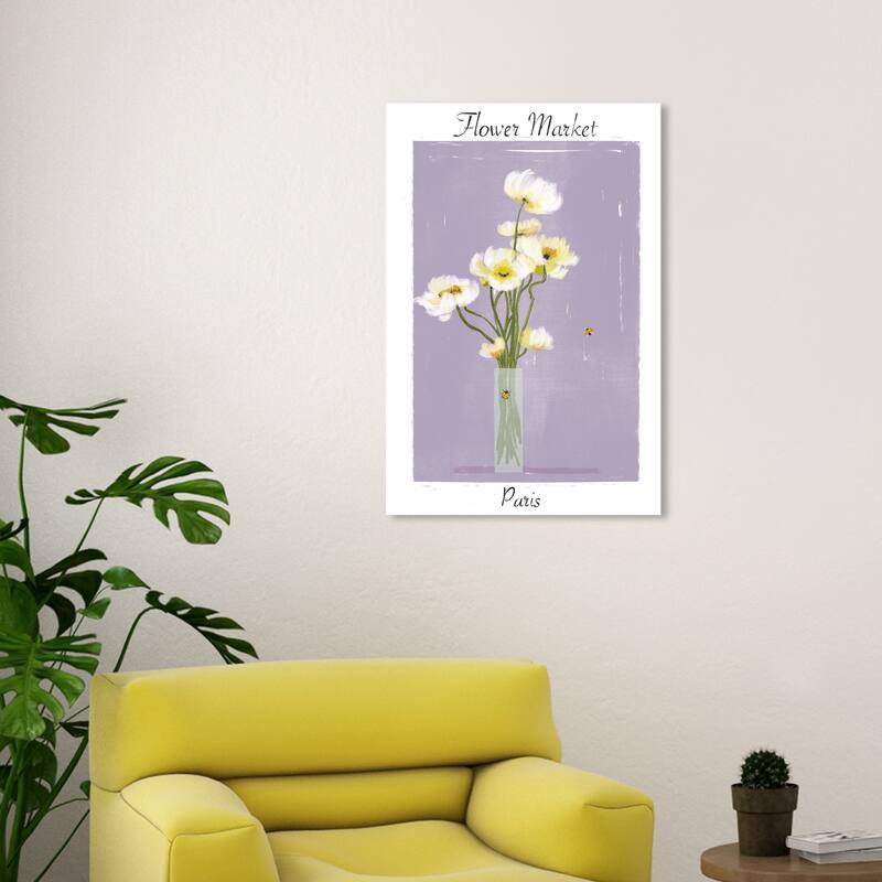 Wynwood Studio Canvas Floral and Botanical Flower Market Paris Purple and Pastel Purple Traditional Wall Art Canvas Print - 30 x 20