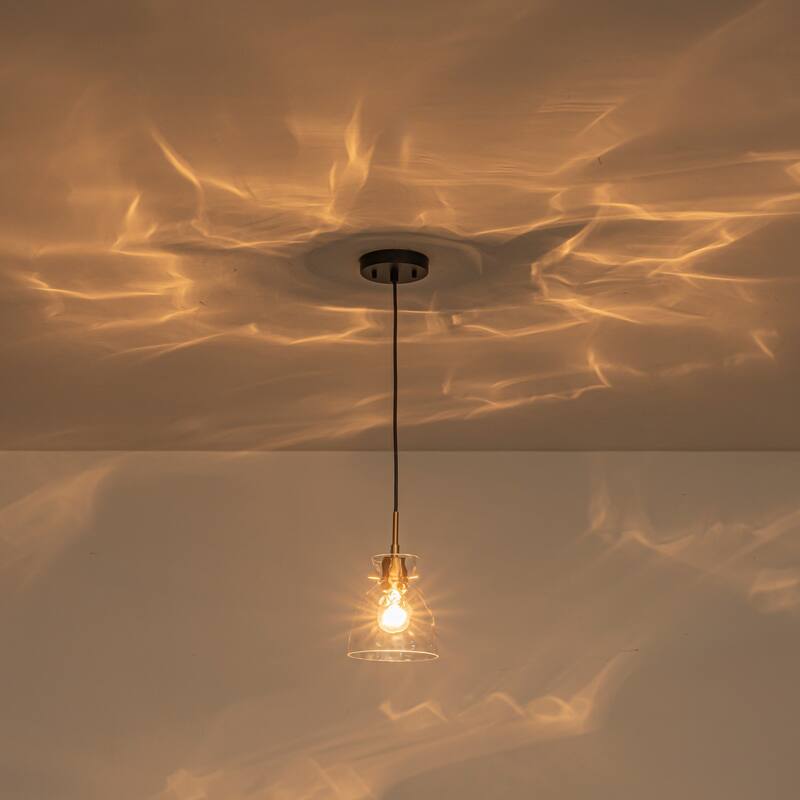 1/3/5-Light Modern Black & Gold Textured Glass Pendant Light - Adjustable Hanging Ceiling Fixture for Dining Room