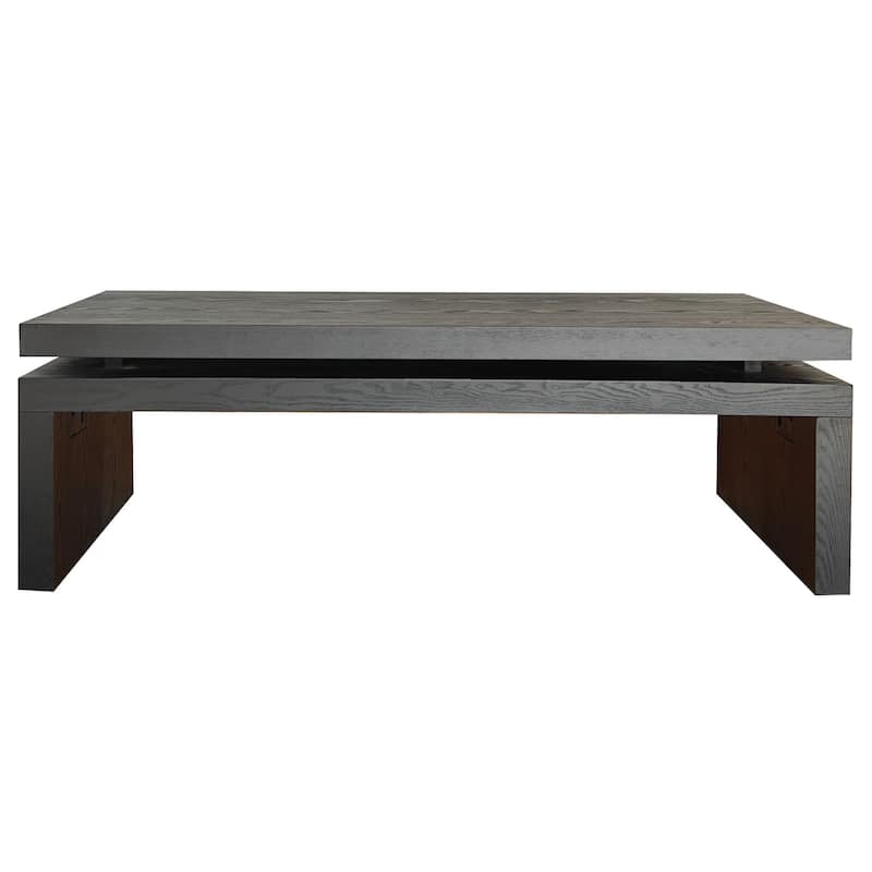 Modern Rustic-Style Wooden Coffee Table Rectangular Center Table with Floating Tabletop Design, for Living Room