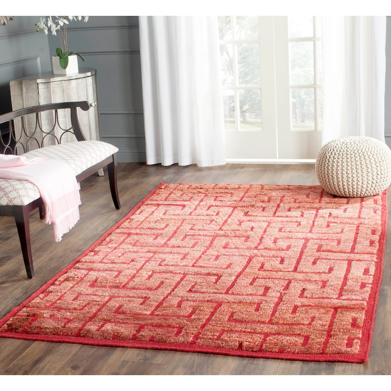 SAFAVIEH Hand-knotted Tangier Madelein Modern Wool Rug - 4' x 6' - Red/Rust