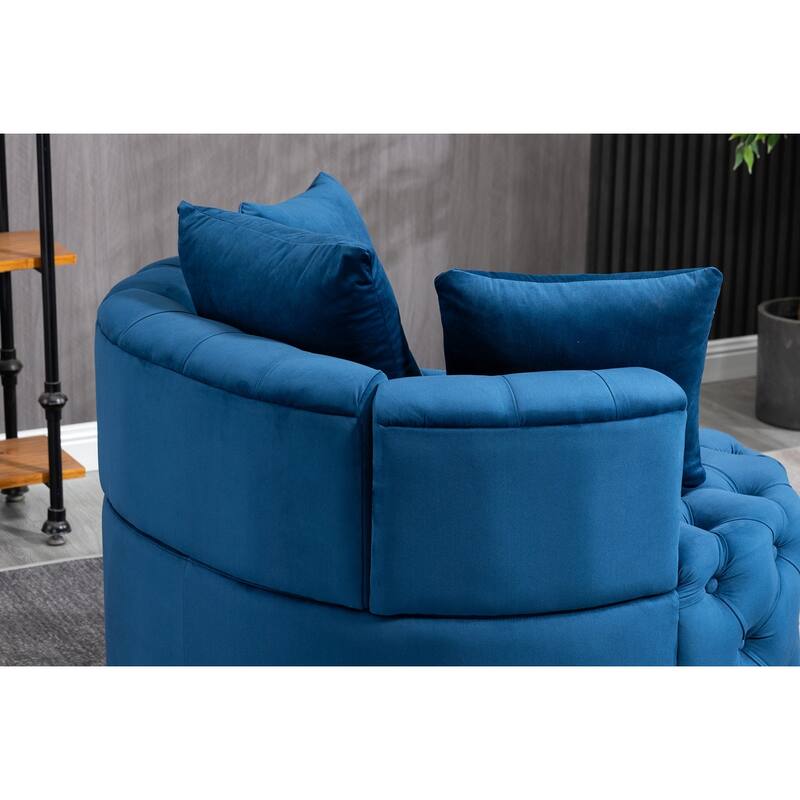 Roomfitters Velvet Accent Chair, Tufted Barrel Lounge Chair with Cushions, Modern Leisure Armchair for Living Room