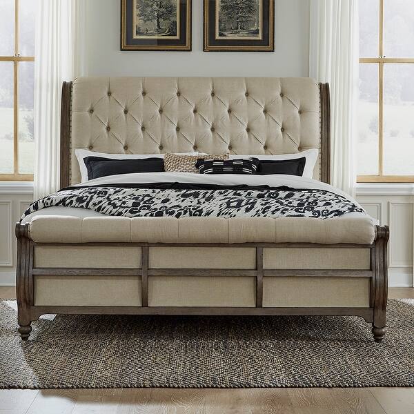 slide 2 of 20, Americana Farmhouse Dusty Taupe King Sleigh Bed King