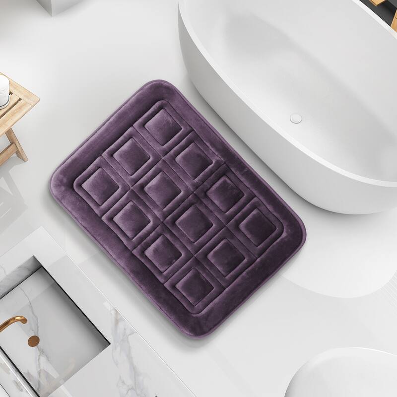 Clara Clark Ultra Soft Non Slip and Absorbent Bath Rug - Waffled Velvet Memory Foam Bath Mat