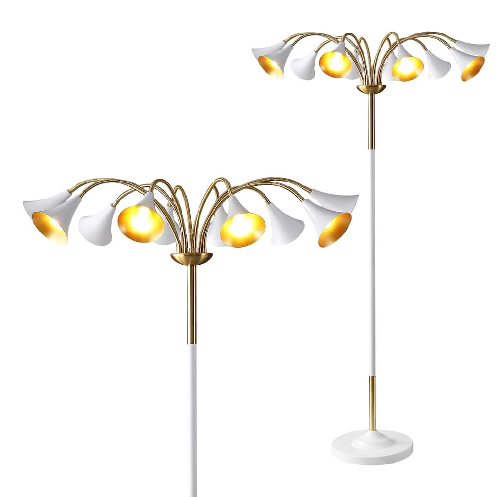 Nora 61" 10-Light Mid-Century Modern Iron Medusa Multi Head LED Floor Lamp, by JONATHAN Y