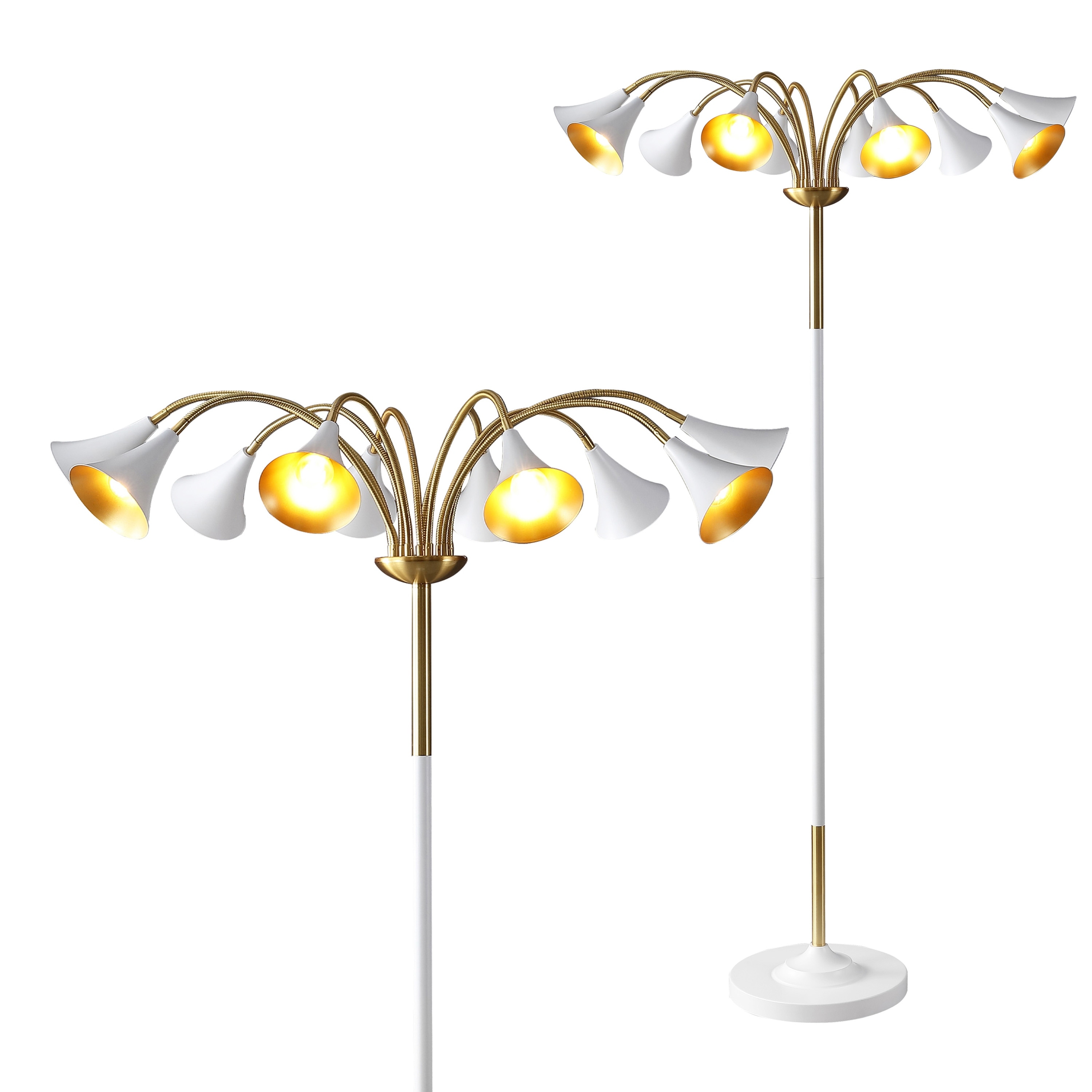 JONATHAN Y Nora 61" 10-Light Mid-Century Modern Iron Medusa Multi Head LED Floor Lamp