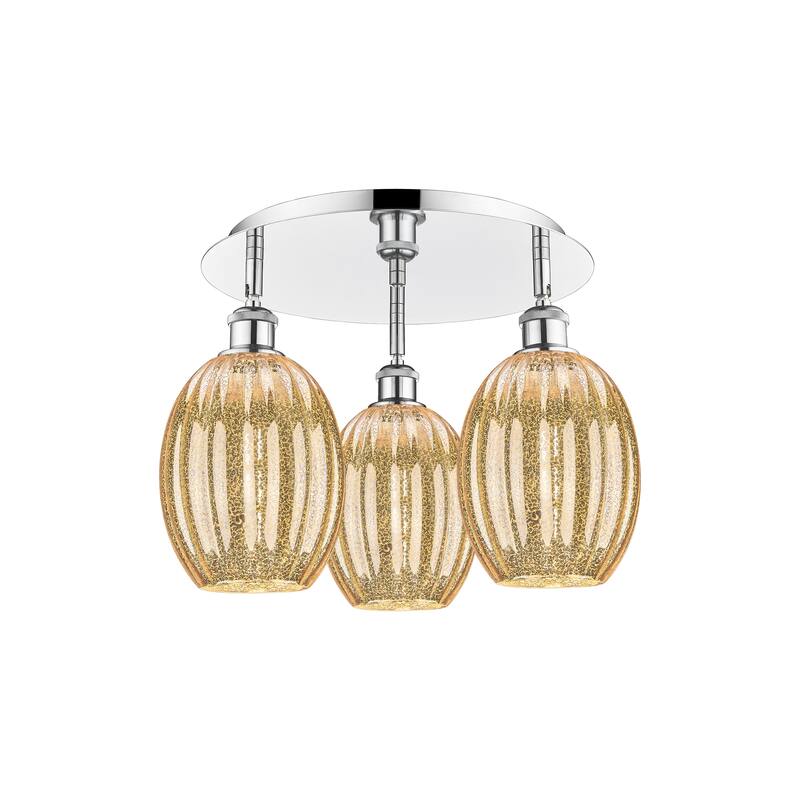 Innovations Lighting Endless Possibilities Ballston - Preston - 3 Light 18" Bulb Shade Flush Mount - Mercury/Polished Chrome