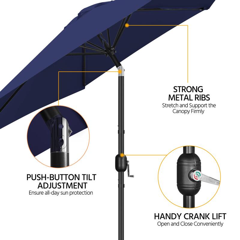 Yaheetech 9ft Patio Umbrella 8 Ribs with Push Button Tilt and Crank