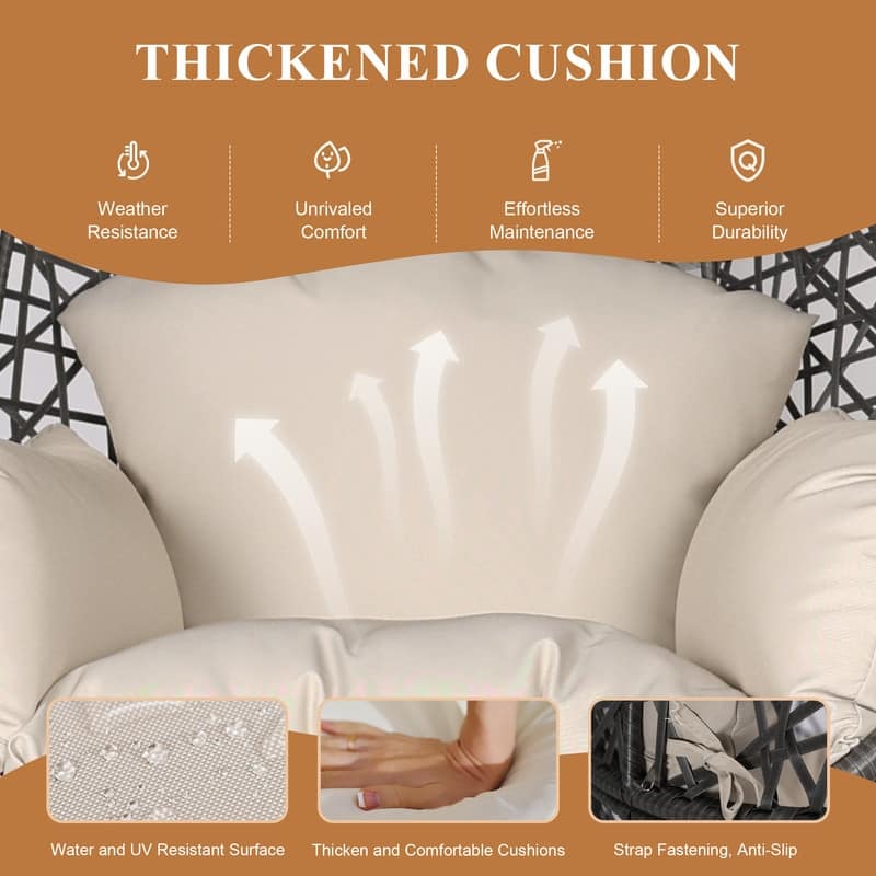 Oversized Egg Chair with Stand, 450 lbs Heavy-Duty Outdoor/Indoor Wicker Hanging Basket Chair