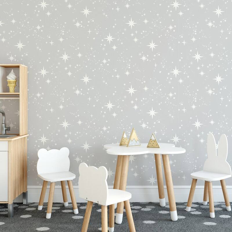 InHome Grey Scattered Stars Peel & Stick Wallpaper