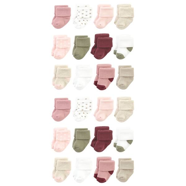 slide 1 of 1, Hudson Baby Cotton Rich Baby Terry Socks 24-Pack, Mauve Sage Dot Mauve Sage Dot - 0-6 Months