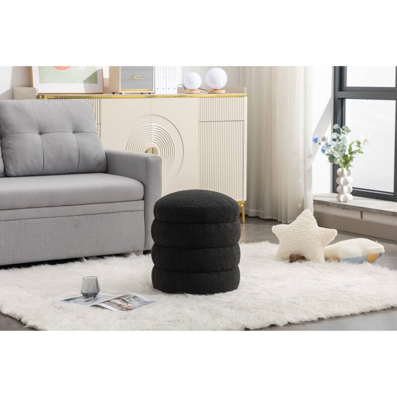 Velvet Round Footrest Ottoman