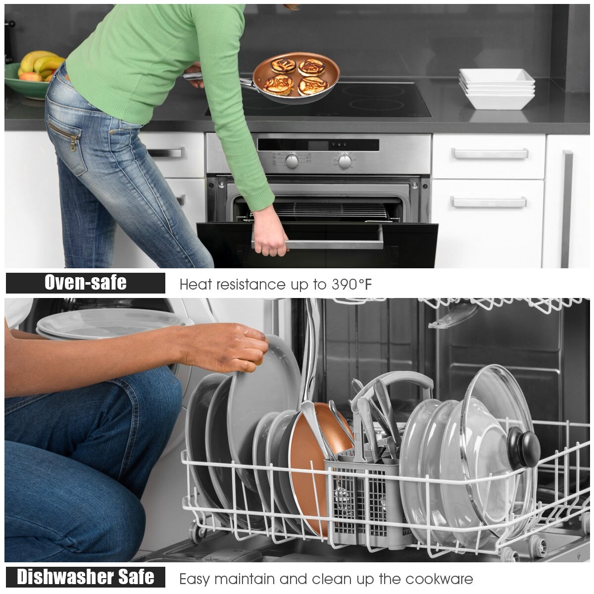 Costway 12 Piece Nonstick Cookware Set Copper Pots Pans Set See Details Overstock 30243920 Not all drinkware or dishes are dishwasher safe. costway 12 piece nonstick cookware set copper pots pans set see details